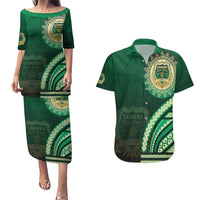 Saineha High School Couples Matching Puletasi and Hawaiian Shirt Ngatu and Polynesian Pattern LT03 Green - Polynesian Pride