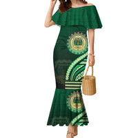 Saineha High School Mermaid Dress Ngatu and Polynesian Pattern LT03 Women Green - Polynesian Pride