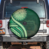 Saineha High School Spare Tire Cover Ngatu and Polynesian Pattern LT03 Green - Polynesian Pride