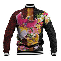 Papua New Guinea Birds and Frangipani Baseball Jacket Melanesian Art Tattoos LT03 - Polynesian Pride
