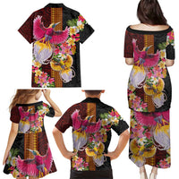 Papua New Guinea Birds and Frangipani Family Matching Puletasi and Hawaiian Shirt Melanesian Art Tattoos - Polynesian Pride