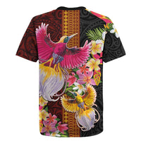 Papua New Guinea Birds and Frangipani Rugby Jersey Melanesian Art Tattoos - Polynesian Pride