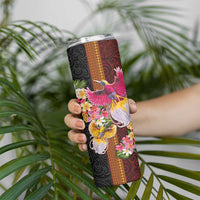 Papua New Guinea Birds and Frangipani Skinny Tumbler Melanesian Art Tattoos - Polynesian Pride