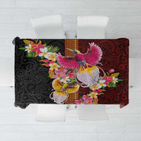 Papua New Guinea Birds and Frangipani Tablecloth Melanesian Art Tattoos LT03 Black - Polynesian Pride