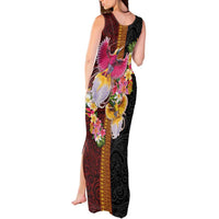 Papua New Guinea Birds and Frangipani Tank Maxi Dress Melanesian Art Tattoos - Polynesian Pride