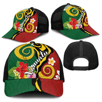 Melanesian Vanuatu Tribal Boar Tusk Baseball Net Cap Tropical Plants and Namele Motifs LT03 - Polynesian Pride