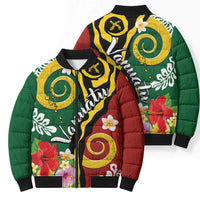 Melanesian Vanuatu Tribal Boar Tusk Bomber Puffer Jacket Tropical Plants and Namele Motifs LT03 - Polynesian Pride