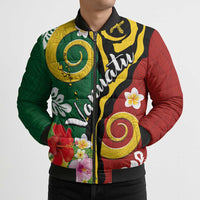 Melanesian Vanuatu Tribal Boar Tusk Bomber Puffer Jacket Tropical Plants and Namele Motifs LT03 - Polynesian Pride