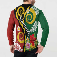 Melanesian Vanuatu Tribal Boar Tusk Button Sweatshirt Tropical Plants and Namele Motifs LT03 - Polynesian Pride