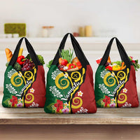 Melanesian Vanuatu Tribal Boar Tusk Grocery Bag Tropical Plants and Namele Motifs - Polynesian Pride