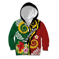 Melanesian Vanuatu Tribal Boar Tusk Kid Hoodie Tropical Plants and Namele Motifs - Polynesian Pride