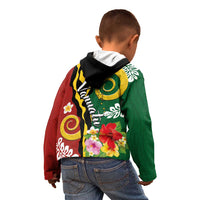 Melanesian Vanuatu Tribal Boar Tusk Kid Hoodie Tropical Plants and Namele Motifs - Polynesian Pride