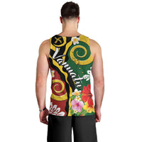 Melanesian Vanuatu Tribal Boar Tusk Men Tank Top Tropical Plants and Namele Motifs LT03 - Polynesian Pride