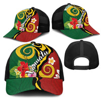 Melanesian Vanuatu Tribal Boar Tusk Mesh Trucker Cap Tropical Plants and Namele Motifs LT03 - Polynesian Pride