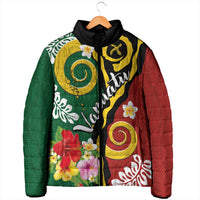 Melanesian Vanuatu Tribal Boar Tusk Padded Jacket Tropical Plants and Namele Motifs LT03 - Polynesian Pride