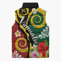 Melanesian Vanuatu Tribal Boar Tusk Sleeveless Puffer Jacket Tropical Plants and Namele Motifs LT03 - Polynesian Pride
