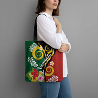Melanesian Vanuatu Tribal Boar Tusk Tote Bag Tropical Plants and Namele Motifs - Polynesian Pride