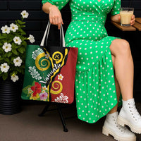 Melanesian Vanuatu Tribal Boar Tusk Tote Bag Tropical Plants and Namele Motifs - Polynesian Pride