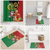 Vanuatu Christmas Bathroom Set Funny Santa with Namele and Boar Tusk Tribal LT03 - Polynesian Pride