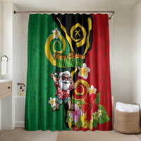 Vanuatu Christmas Bathroom Set Funny Santa with Namele and Boar Tusk Tribal LT03 Shower Curtain Only Green - Polynesian Pride