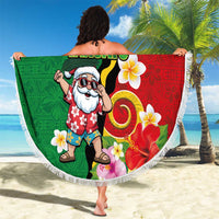 Vanuatu Christmas Beach Blanket Funny Santa with Namele and Boar Tusk Tribal LT03 - Polynesian Pride