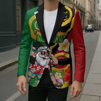 Vanuatu Christmas Blazer Funny Santa with Namele and Boar Tusk Tribal LT03 - Polynesian Pride