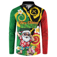 Vanuatu Christmas Button Sweatshirt Funny Santa with Namele and Boar Tusk Tribal LT03 Green - Polynesian Pride