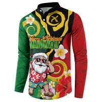 Vanuatu Christmas Button Sweatshirt Funny Santa with Namele and Boar Tusk Tribal LT03 - Polynesian Pride