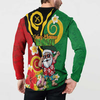 Vanuatu Christmas Button Sweatshirt Funny Santa with Namele and Boar Tusk Tribal LT03 - Polynesian Pride