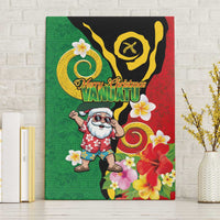 Vanuatu Christmas Canvas Wall Art Funny Santa with Namele and Boar Tusk Tribal LT03 Without Frame Green - Polynesian Pride