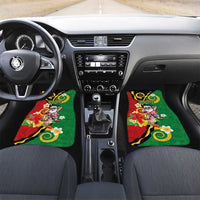 Vanuatu Christmas Car Mats Funny Santa with Namele and Boar Tusk Tribal LT03 Set 2pcs - Front Green - Polynesian Pride