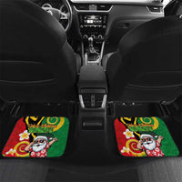 Vanuatu Christmas Car Mats Funny Santa with Namele and Boar Tusk Tribal LT03 Set 2pcs - Back Green - Polynesian Pride
