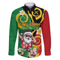 Vanuatu Christmas Family Matching Long Sleeve Bodycon Dress and Hawaiian Shirt Funny Santa with Namele and Boar Tusk Tribal - Polynesian Pride
