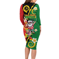 Vanuatu Christmas Family Matching Long Sleeve Bodycon Dress and Hawaiian Shirt Funny Santa with Namele and Boar Tusk Tribal - Polynesian Pride