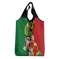 Vanuatu Christmas Grocery Bag Funny Santa with Namele and Boar Tusk Tribal - Polynesian Pride