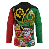 Vanuatu Christmas Hockey Jersey Funny Santa with Namele and Boar Tusk Tribal LT03 - Polynesian Pride