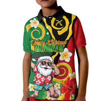 Vanuatu Christmas Kid Polo Shirt Funny Santa with Namele and Boar Tusk Tribal - Polynesian Pride