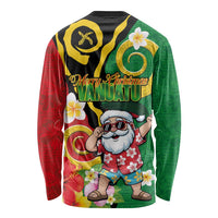 Vanuatu Christmas Long Sleeve Shirt Funny Santa with Namele and Boar Tusk Tribal LT03 - Polynesian Pride