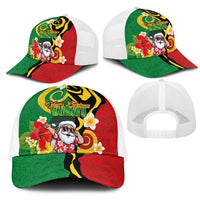 Vanuatu Christmas Mesh Trucker Cap Funny Santa with Namele and Boar Tusk Tribal LT03 - Polynesian Pride