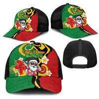 Vanuatu Christmas Mesh Trucker Cap Funny Santa with Namele and Boar Tusk Tribal LT03 - Polynesian Pride