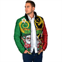 Vanuatu Christmas Padded Jacket Funny Santa with Namele and Boar Tusk Tribal LT03 - Polynesian Pride