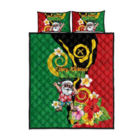 Vanuatu Christmas Quilt Bed Set Funny Santa with Namele and Boar Tusk Tribal - Polynesian Pride