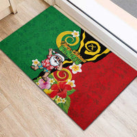 Vanuatu Christmas Rubber Doormat Funny Santa with Namele and Boar Tusk Tribal LT03 - Polynesian Pride