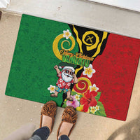 Vanuatu Christmas Rubber Doormat Funny Santa with Namele and Boar Tusk Tribal LT03 - Polynesian Pride
