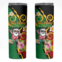 Vanuatu Christmas Skinny Tumbler Funny Santa with Namele and Boar Tusk Tribal - Polynesian Pride