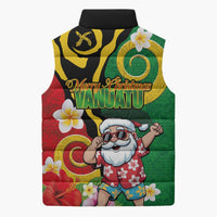 Vanuatu Christmas Sleeveless Puffer Jacket Funny Santa with Namele and Boar Tusk Tribal LT03 - Polynesian Pride