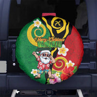 Vanuatu Christmas Spare Tire Cover Funny Santa with Namele and Boar Tusk Tribal - Polynesian Pride