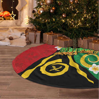 Vanuatu Christmas Tree Skirt Funny Santa with Namele and Boar Tusk Tribal - Polynesian Pride