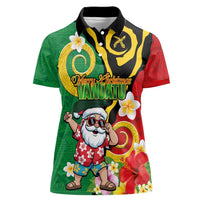 Vanuatu Christmas Women Polo Shirt Funny Santa with Namele and Boar Tusk Tribal - Polynesian Pride
