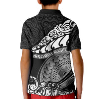 New Zealand Rugby Kid Polo Shirt Maori Warrior Rugby Silver Fern Tribal Pattern LT03 - Polynesian Pride